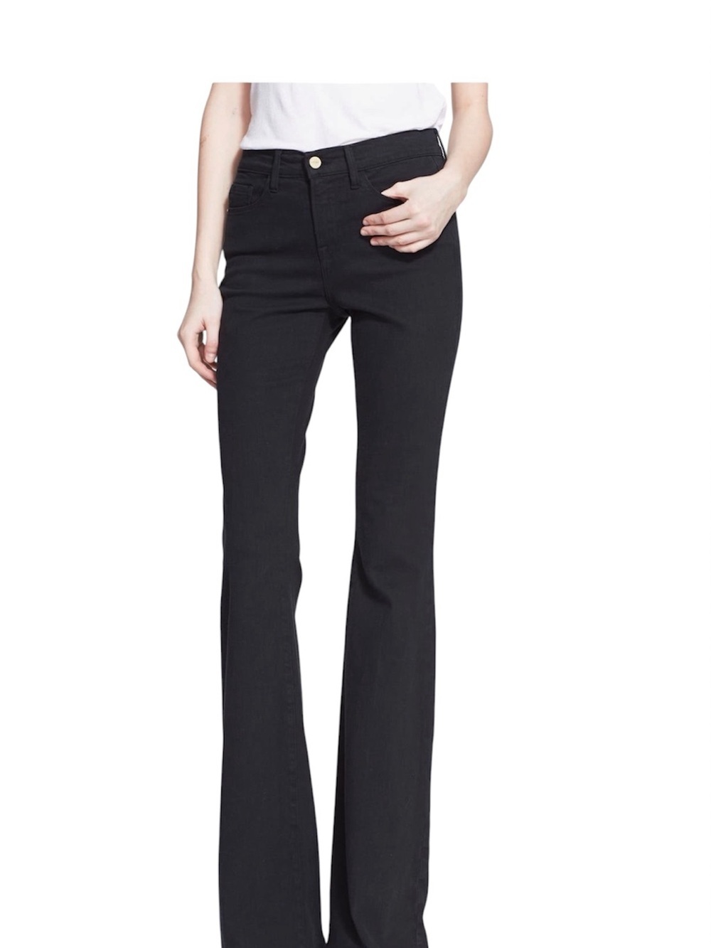 Frame Forever Karlie Black Denim Jeans Flared High-Rise 70’s Style Women’s 24